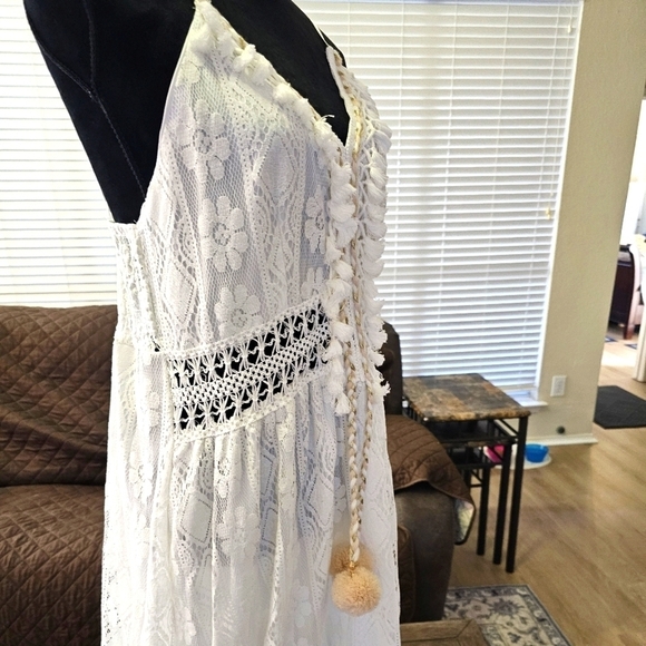 NWOT White Maxi Lace Sundress w adjustable Spaghetti Straps 2XL White - Picture 8 of 16